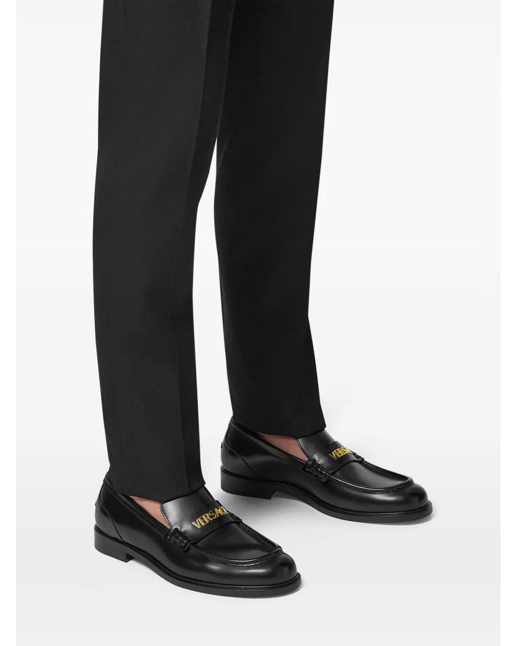 Versace Black Leather Shoes Type Loafers for men