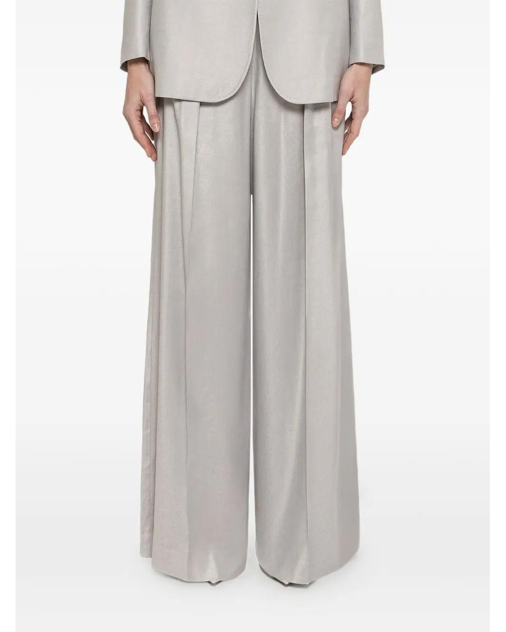 Nissa Gray High-Rise Linen Pants