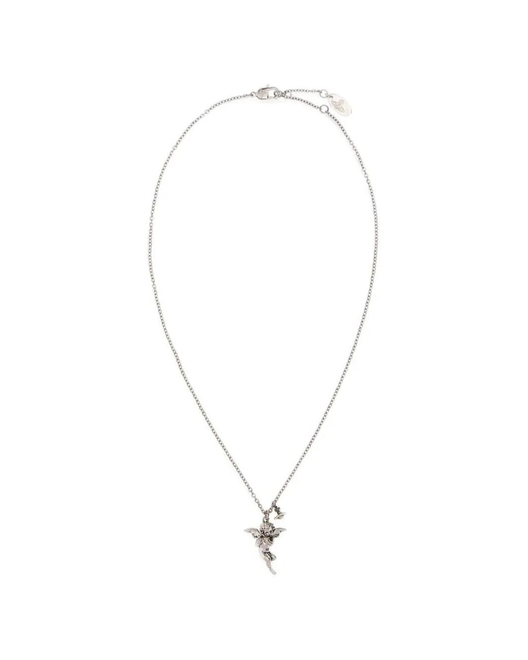 Vivienne Westwood White Putti Orb Pendant Necklace