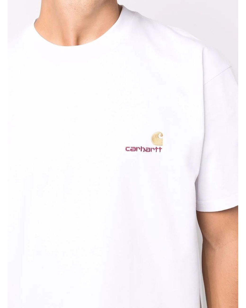 Carhartt White Crew-Neck Cotton T-Shirt With Logo for men