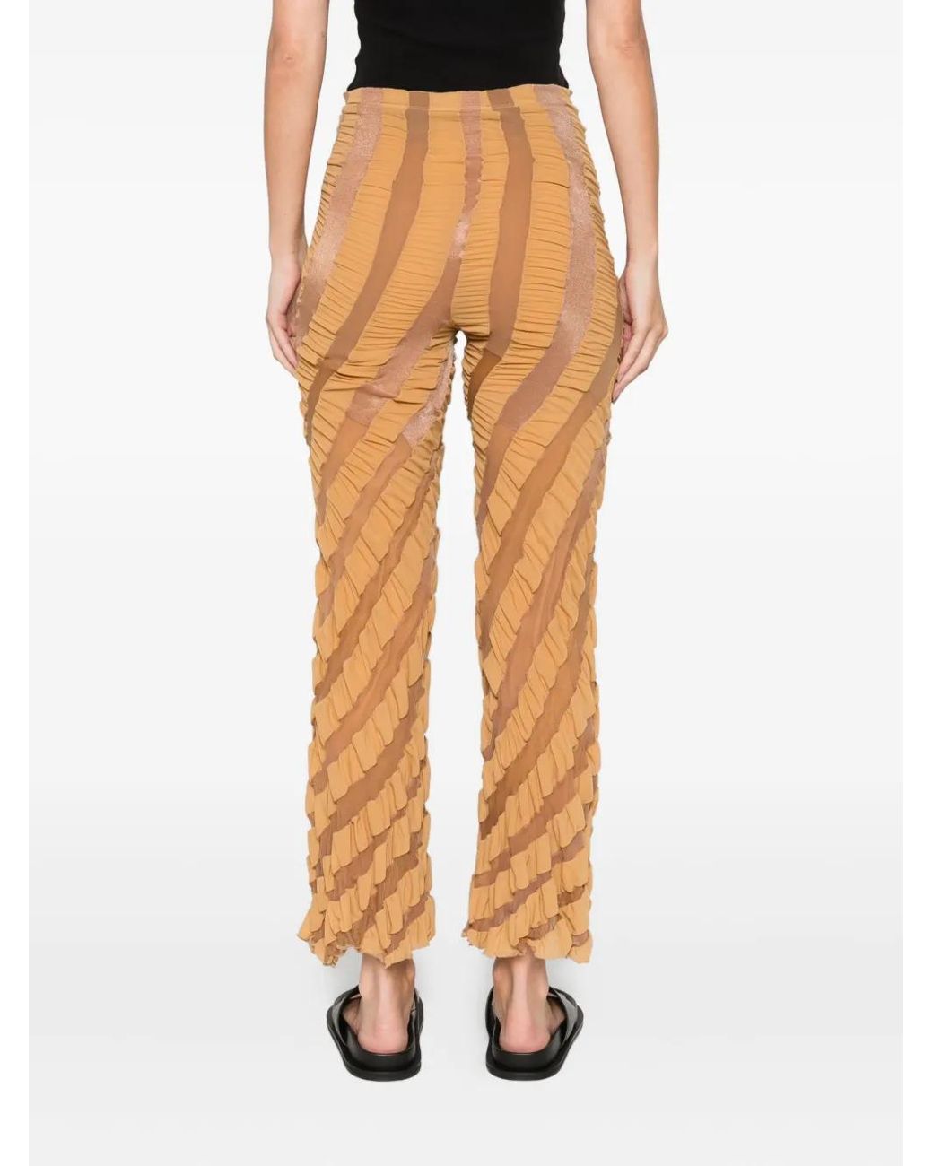 Anni Salonen Orange Twisted Ruffled Trousers