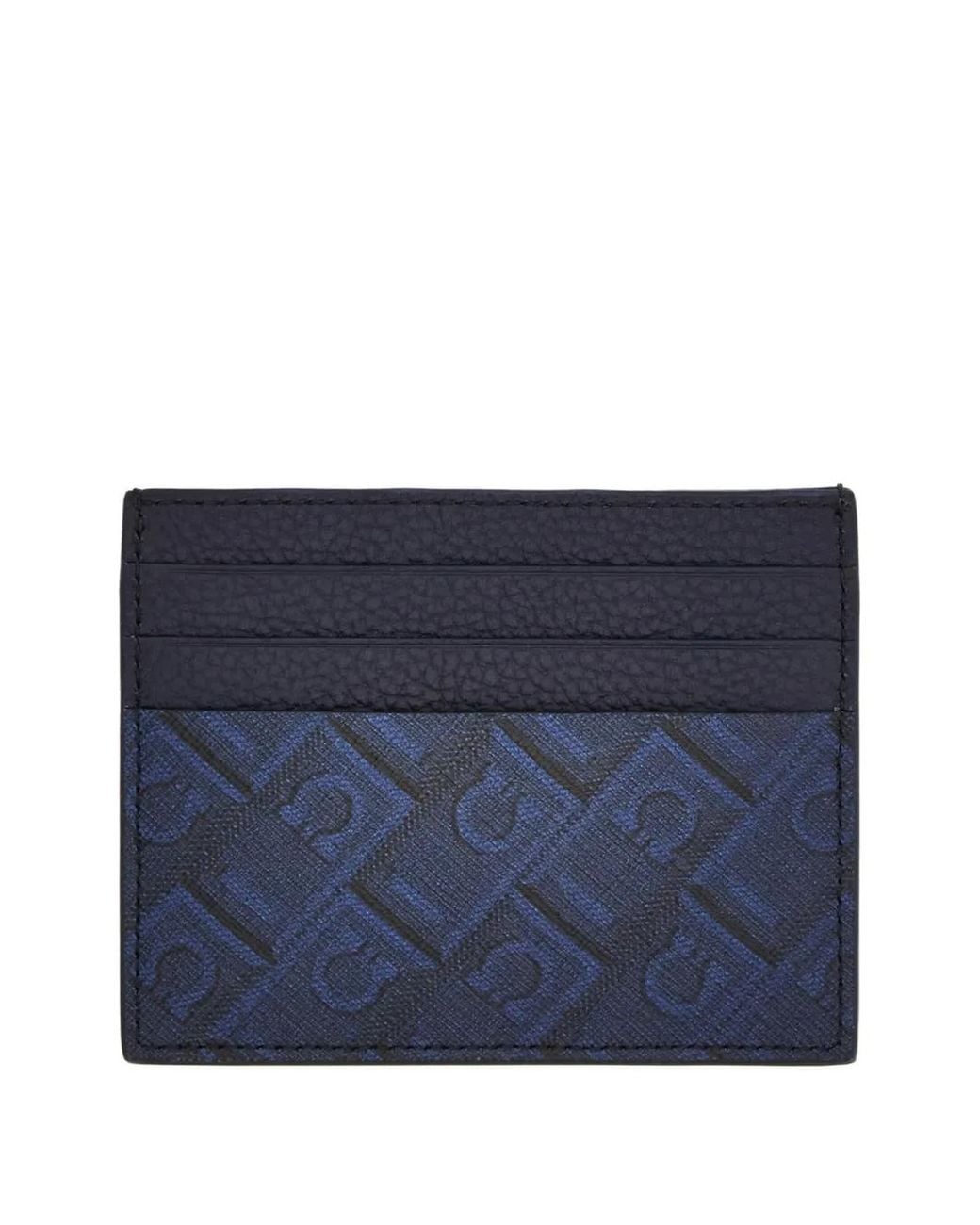 Ferragamo Blue Monogram Credit-Card Holder for men