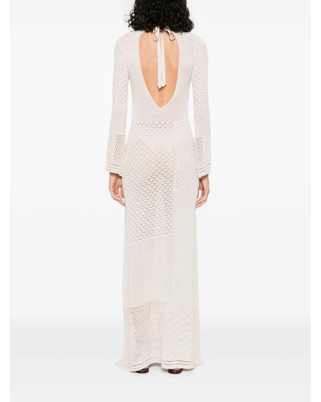 Akep White Crochet-Knit Dress