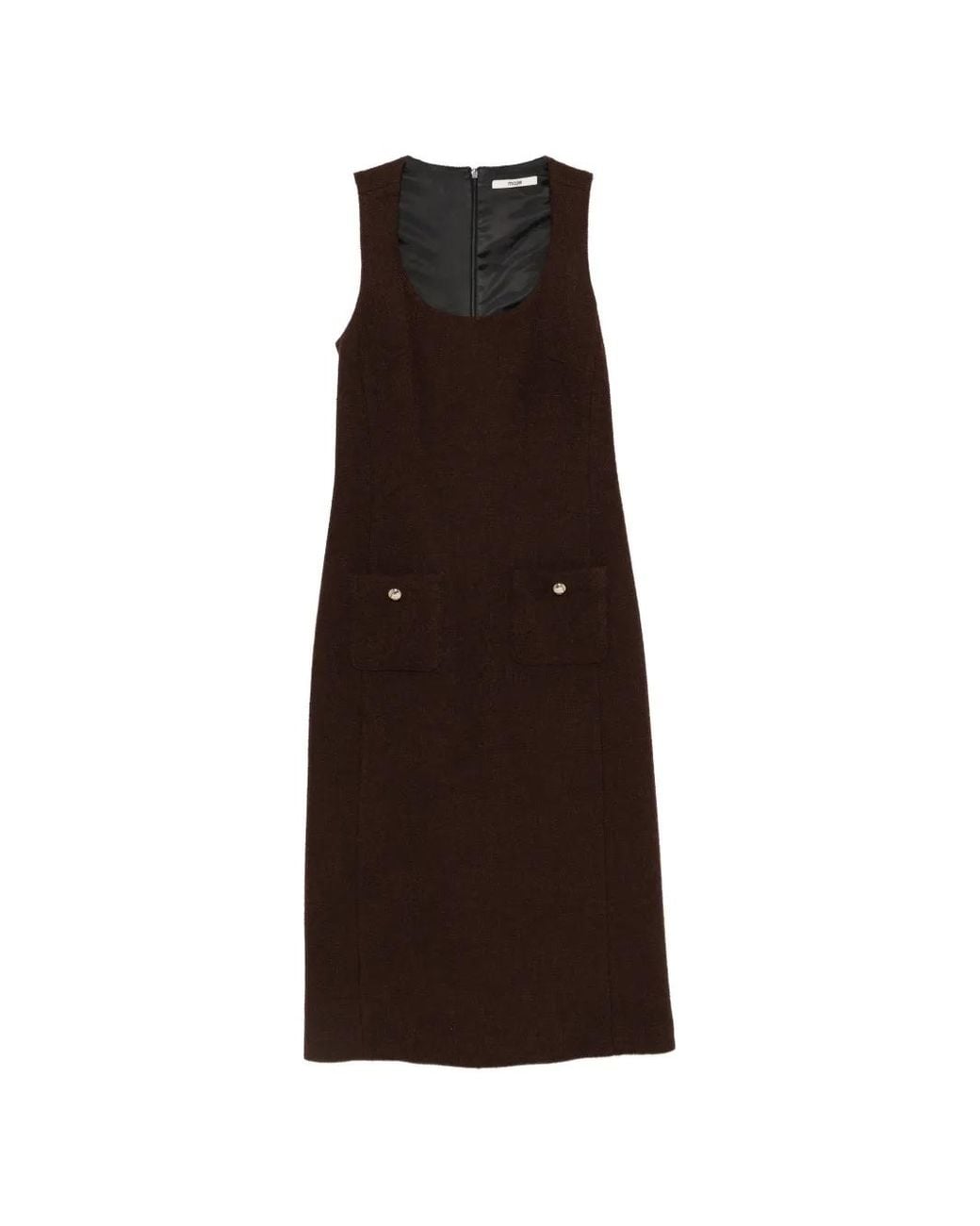 Maje Brown Button-Detail Sleeveless Dress