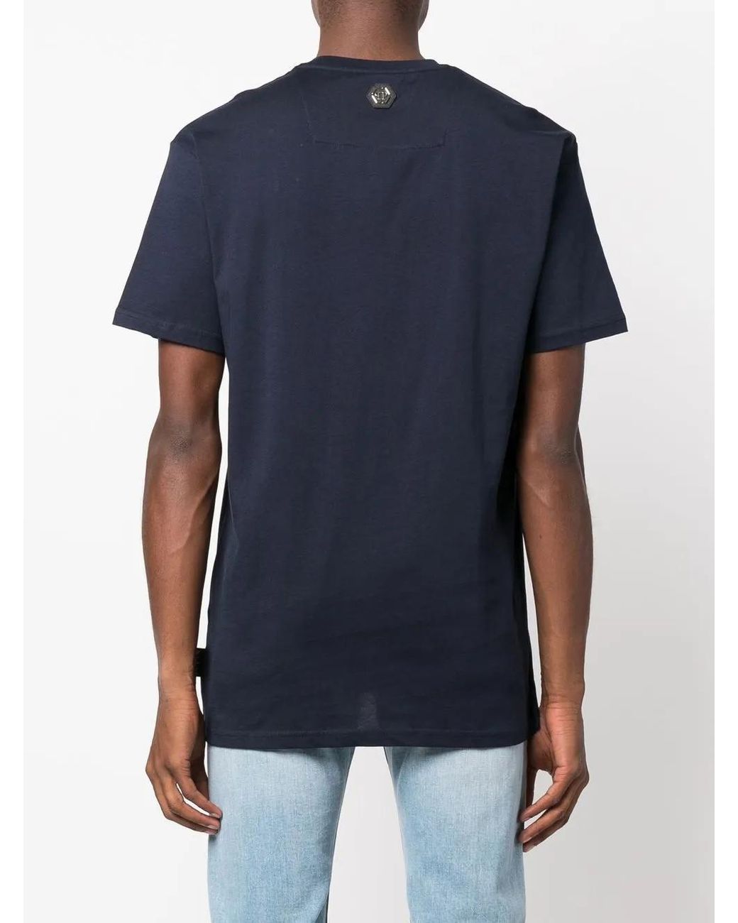 Philipp Plein Blue Logo Print T-Shirt for men