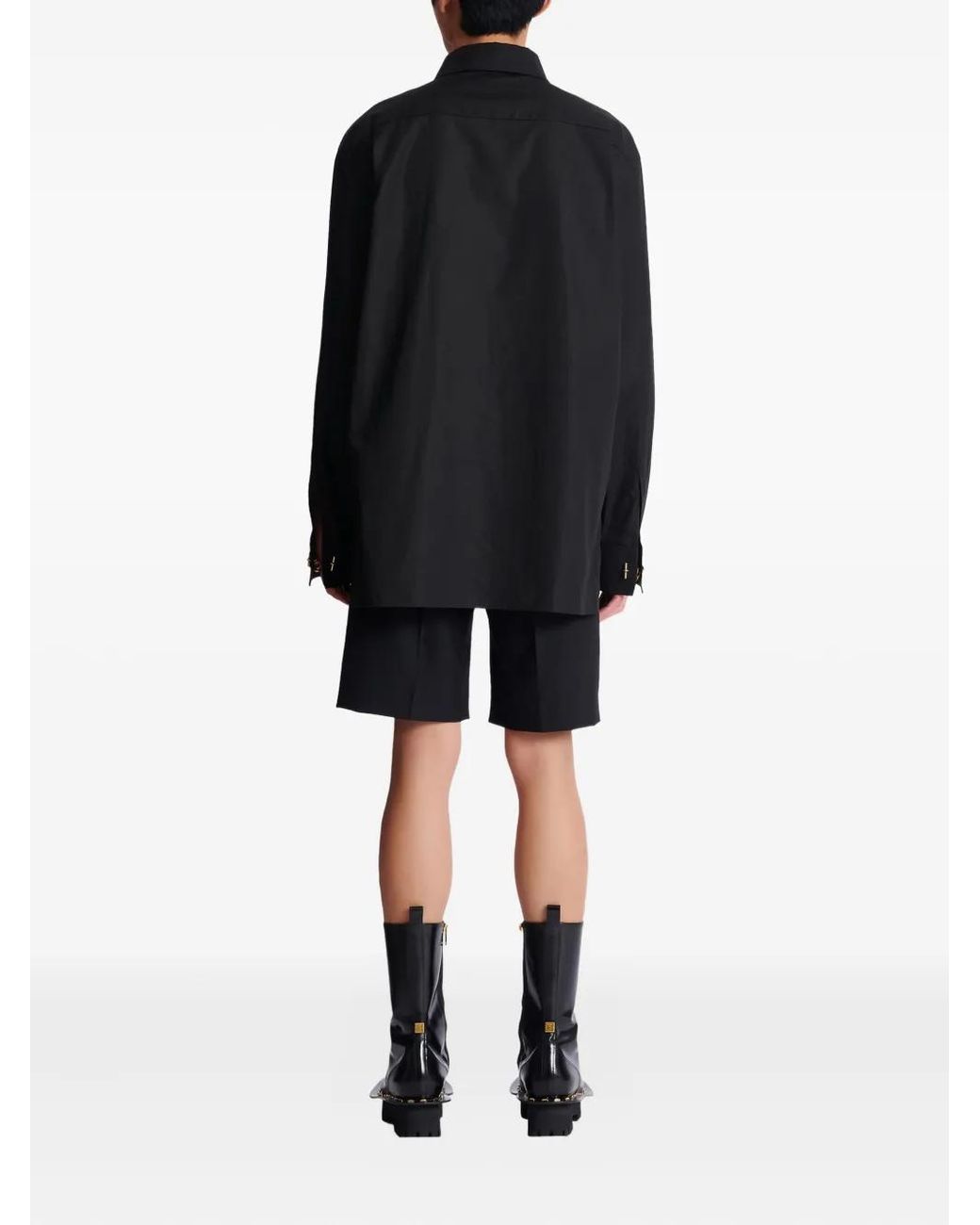 Balmain Black Long-Sleeve Concealed-Fastening Shirt for men