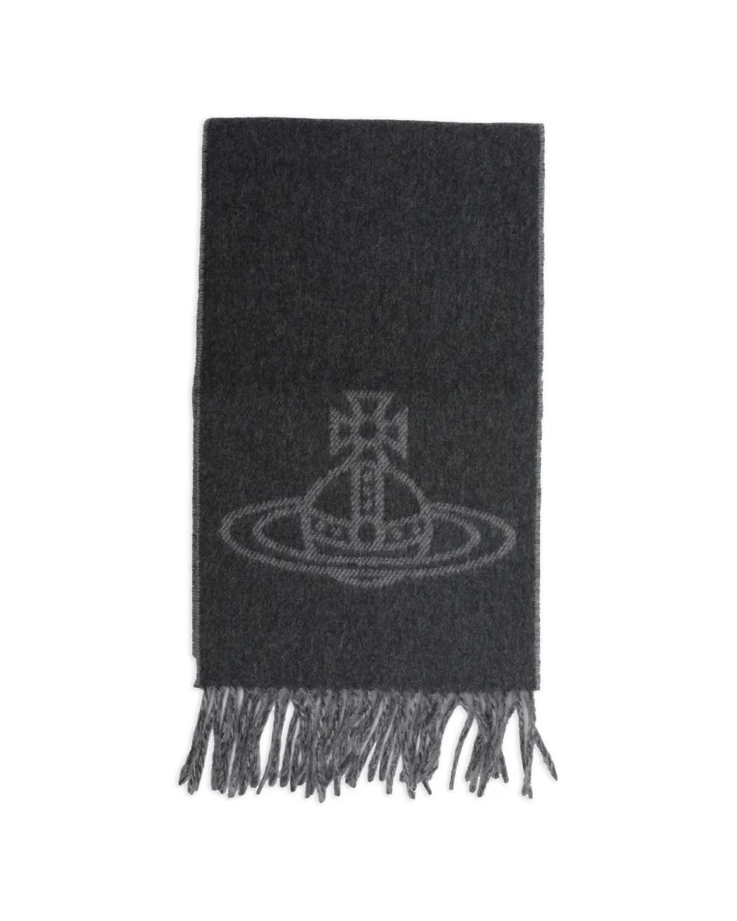 Vivienne Westwood Black Orb-Logo Fringed Scarf