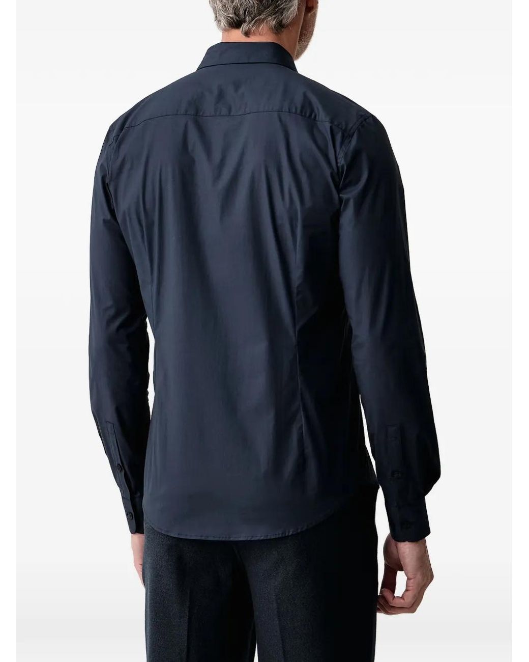 Trussardi Blue Logo-Embroidered Button-Down Shirt for men