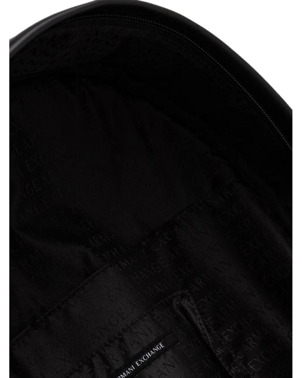 ARMANI EXCHANGE Black Logo-Embossed Front-Zip Backpack for men