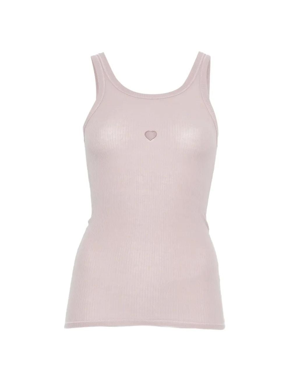 Baserange Pink Heart Ribbed Tank Top