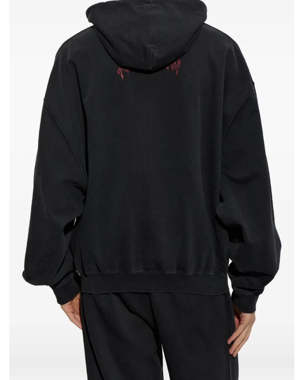 Vetements Black Graphic-Print Zip-Up Hoodie for men