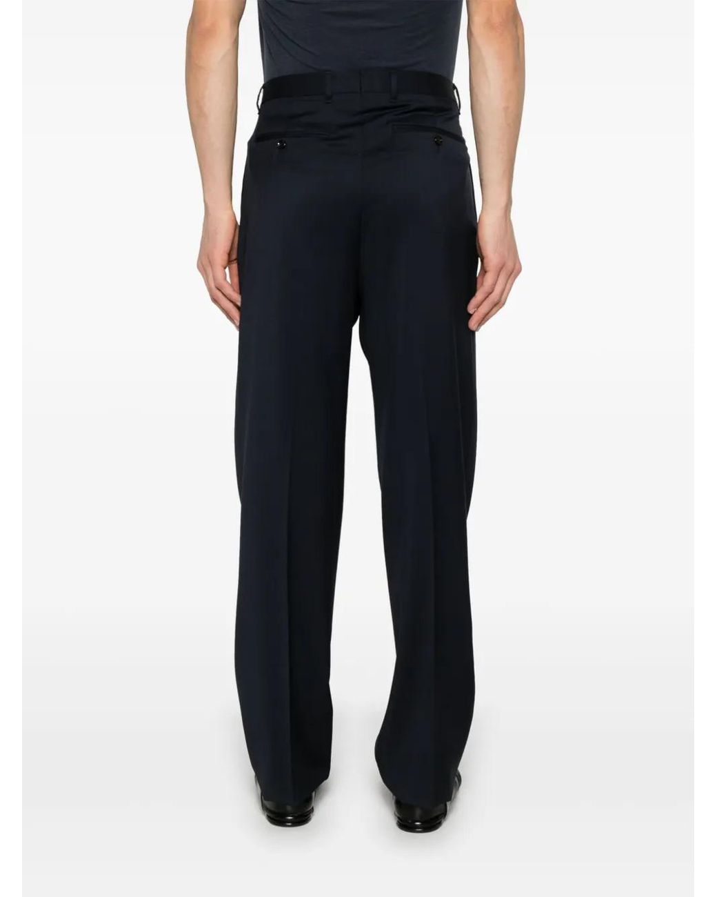 Lardini Blue Pleated Virgin-Wool Trousers for men
