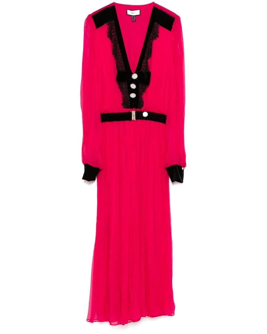 Nissa Pink Belted Midi Dress