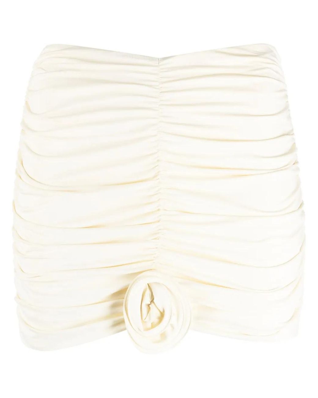 LaRevêche Natural Lillibet Floral-Appliqué Ruched Miniskirt
