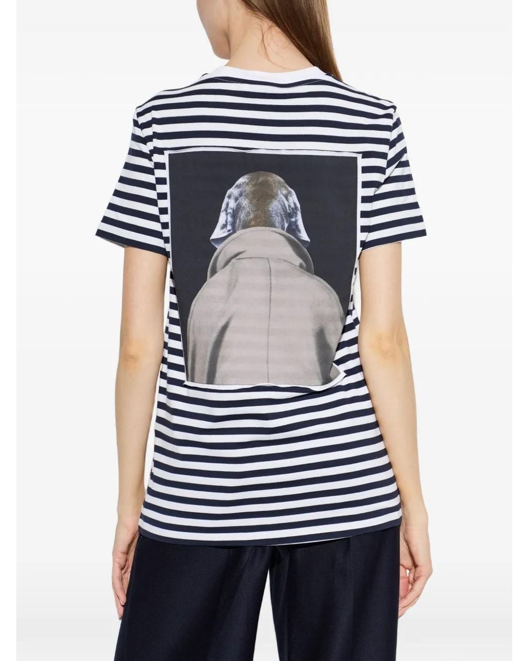 Max Mara Blue Striped Graphic-Print T-Shirt