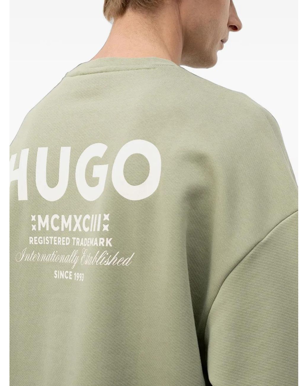 HUGO Green Logo-Print Sweatshirt for men
