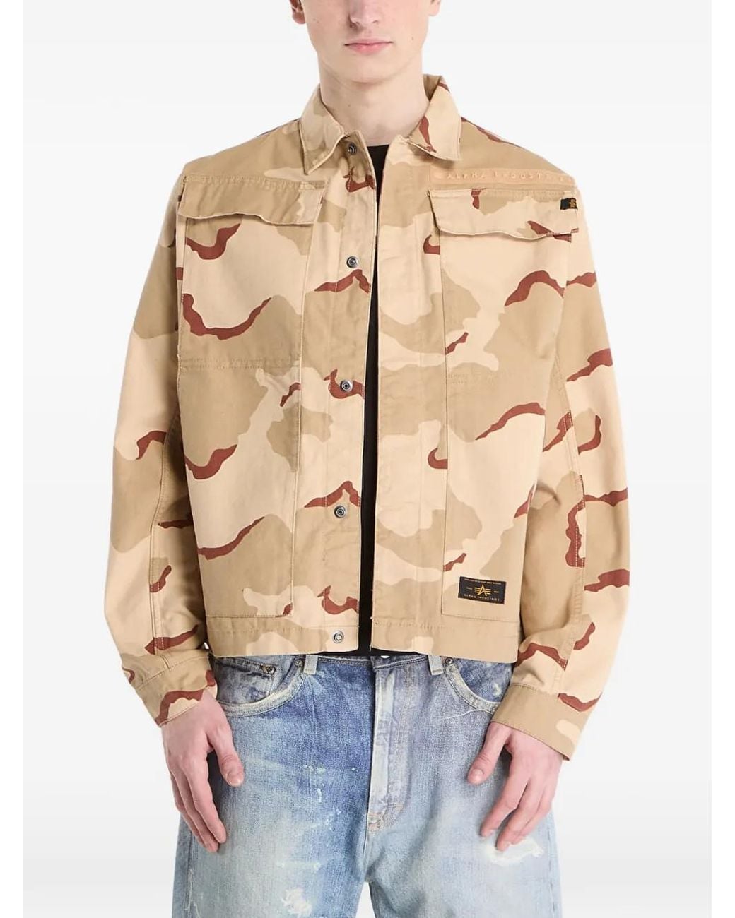 Alpha Industries Blue Chore Camouflage-Print Overshirt for men