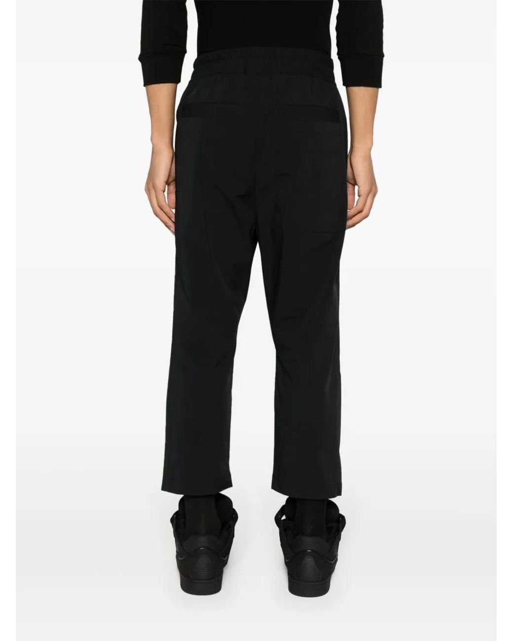 Thom Krom Black Elasticated-Waist Cropped Trousers for men