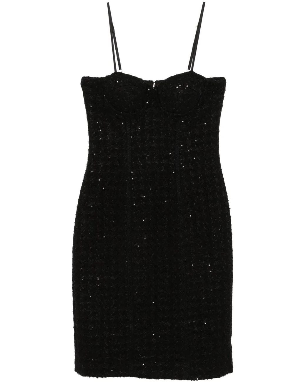 ROTATE BIRGER CHRISTENSEN Black Sequin-Embellished Bouclé Midi Dress