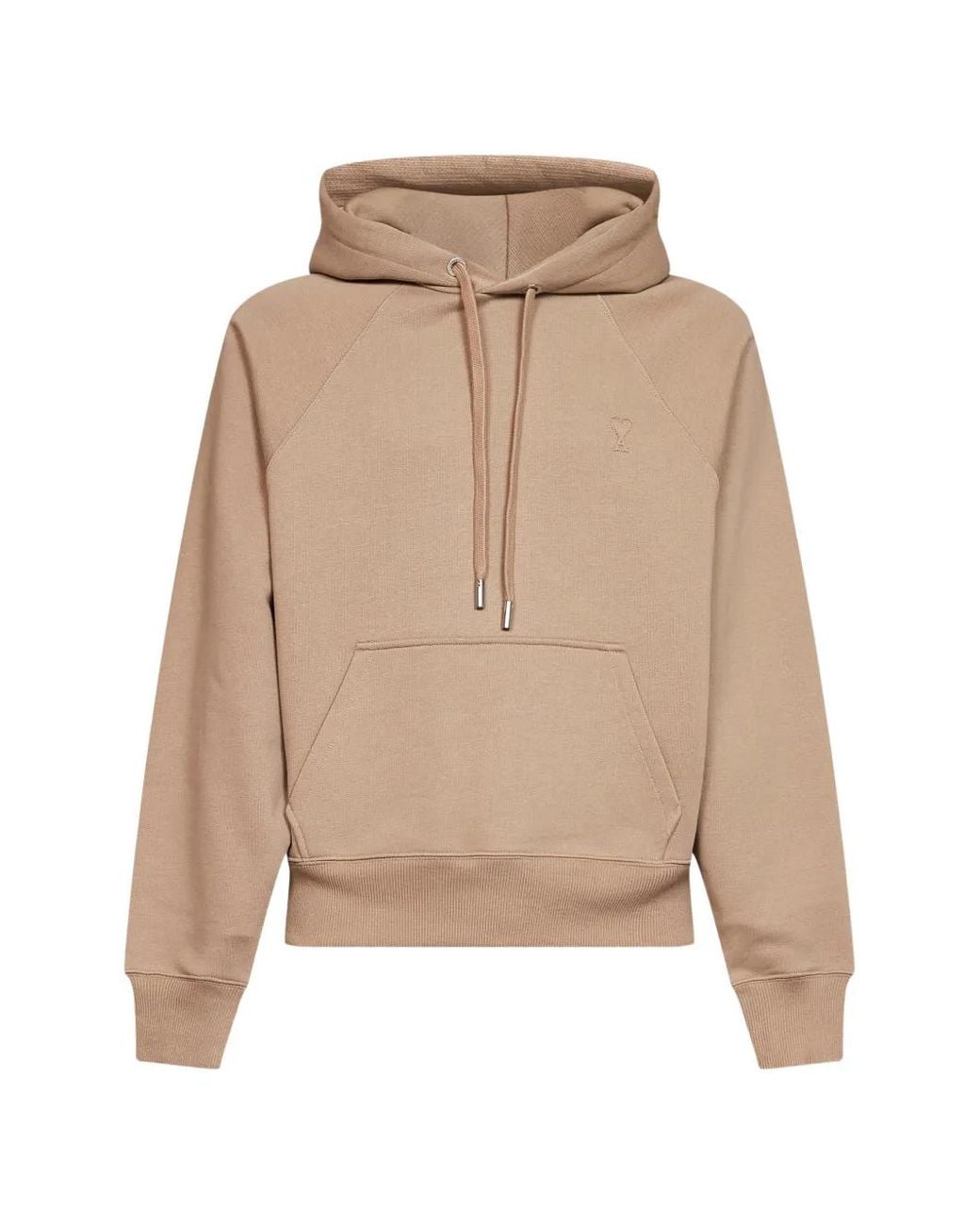 AMI Natural Logo-Embroidered Hoodie for men