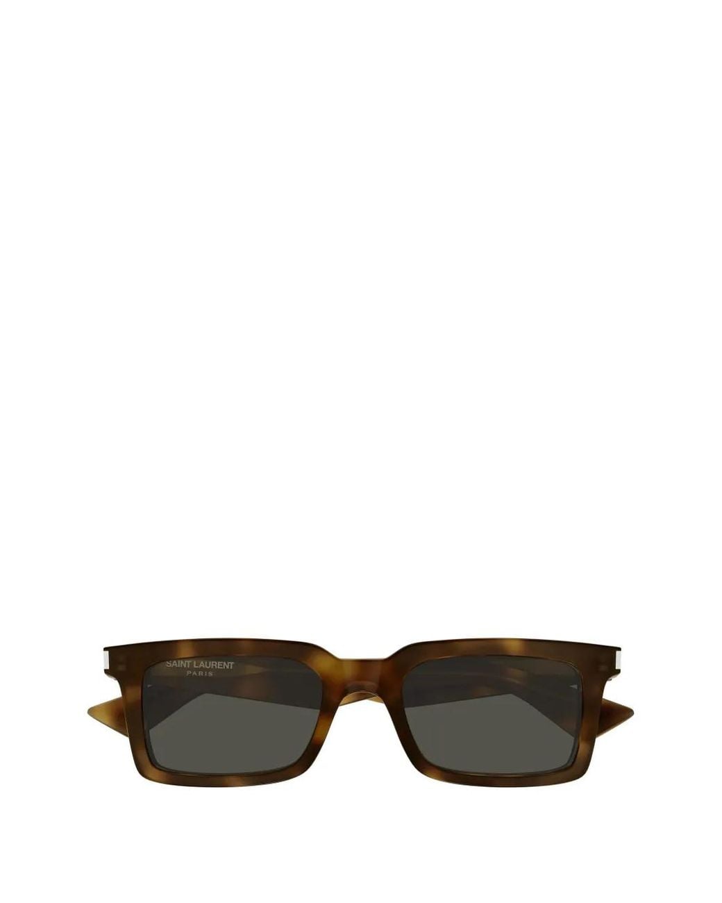 Saint Laurent Black Tortoiseshell-Effect Rectangle-Frame Sunglasses