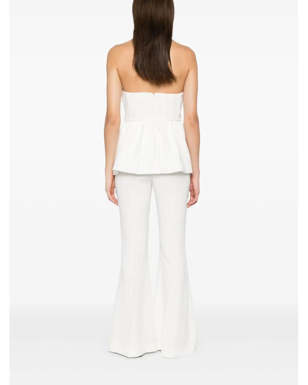 Self-Portrait White Long Crepe Jumpsuit