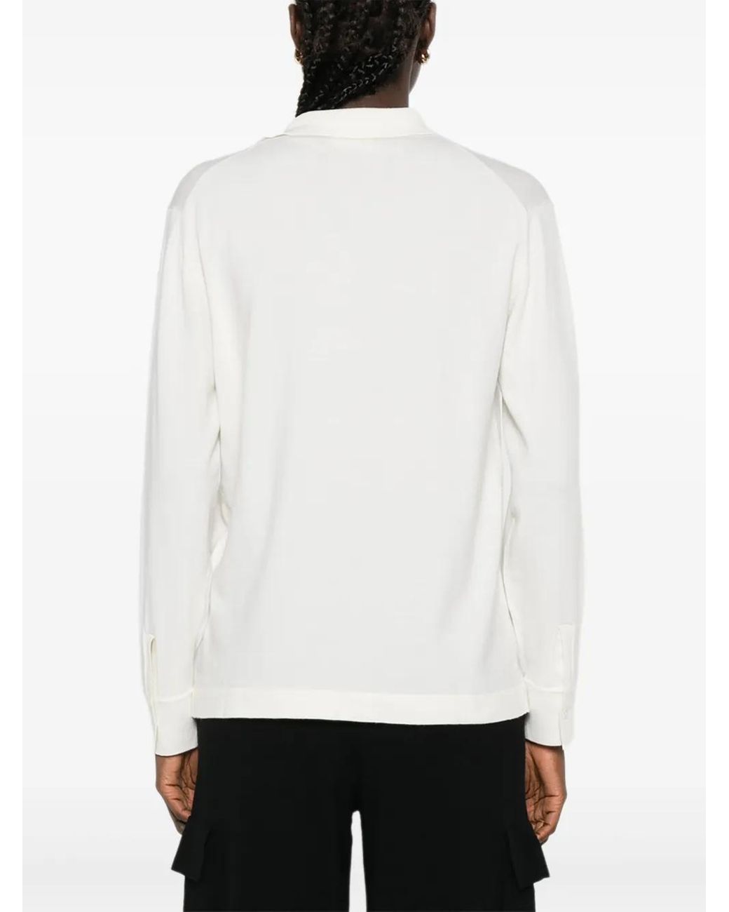 P.A.R.O.S.H. White Long-Sleeve Polo Top