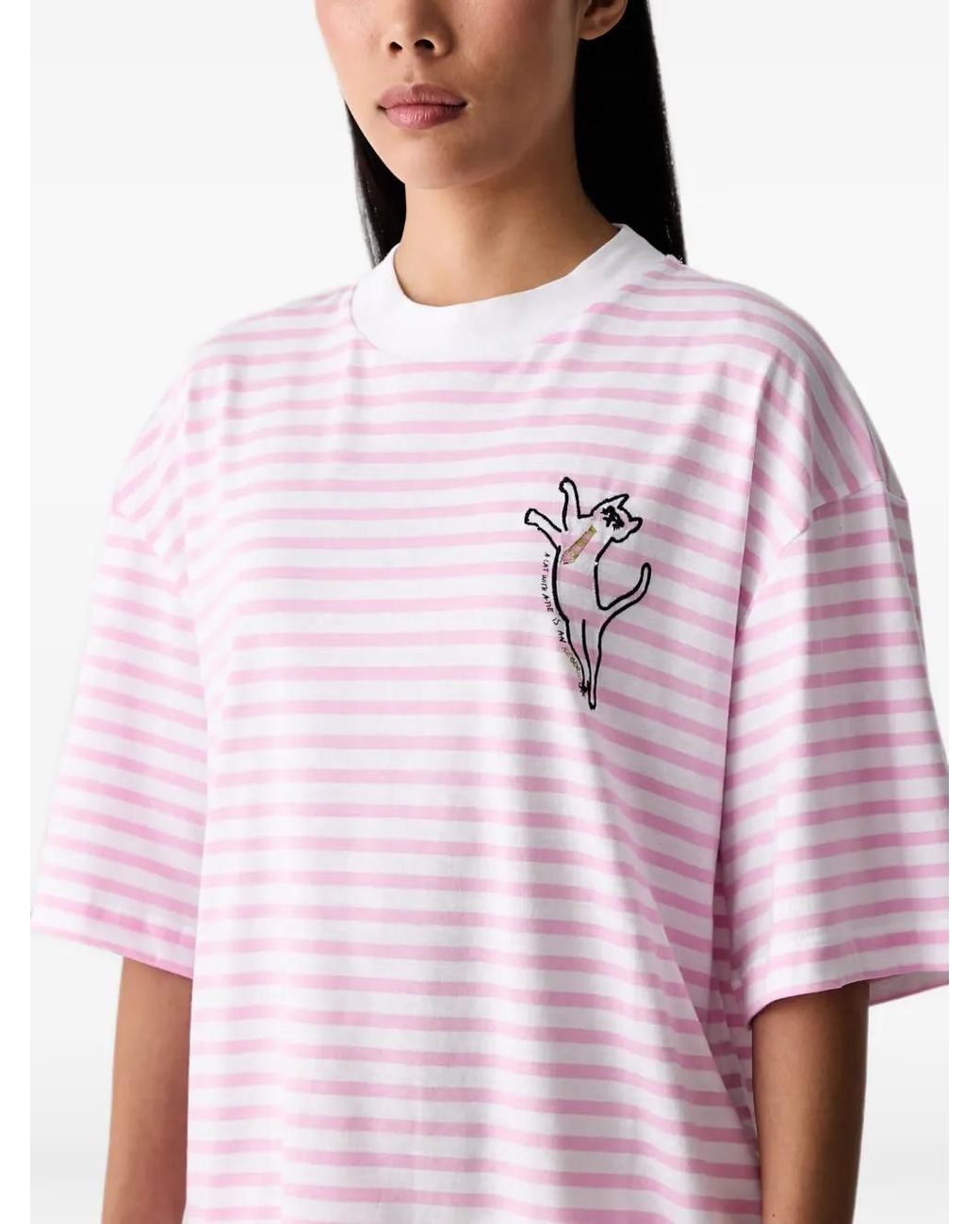Iceberg Pink Striped Embroidered T-Shirt