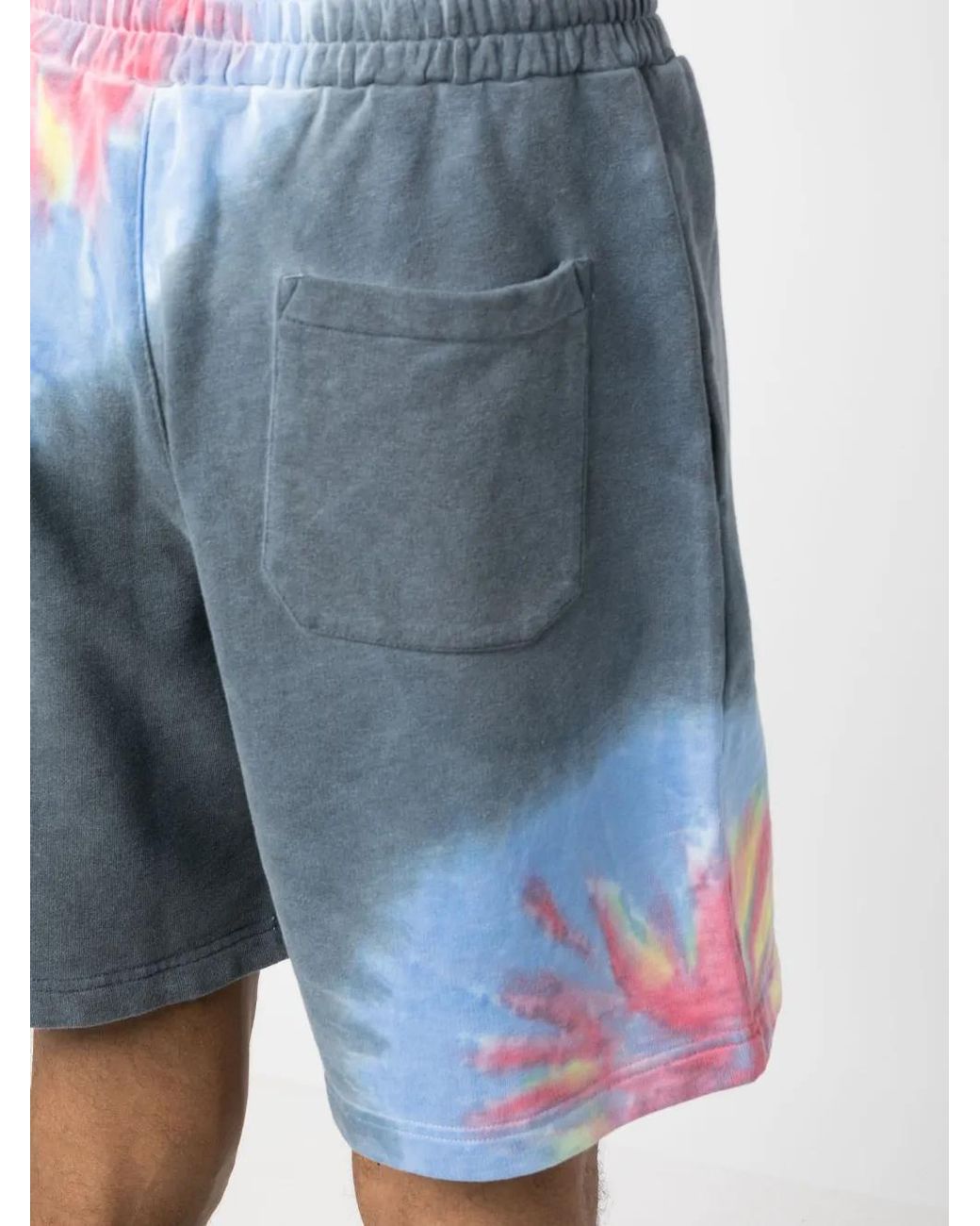 MSGM Blue Tie-Dye Print Cotton Shorts for men