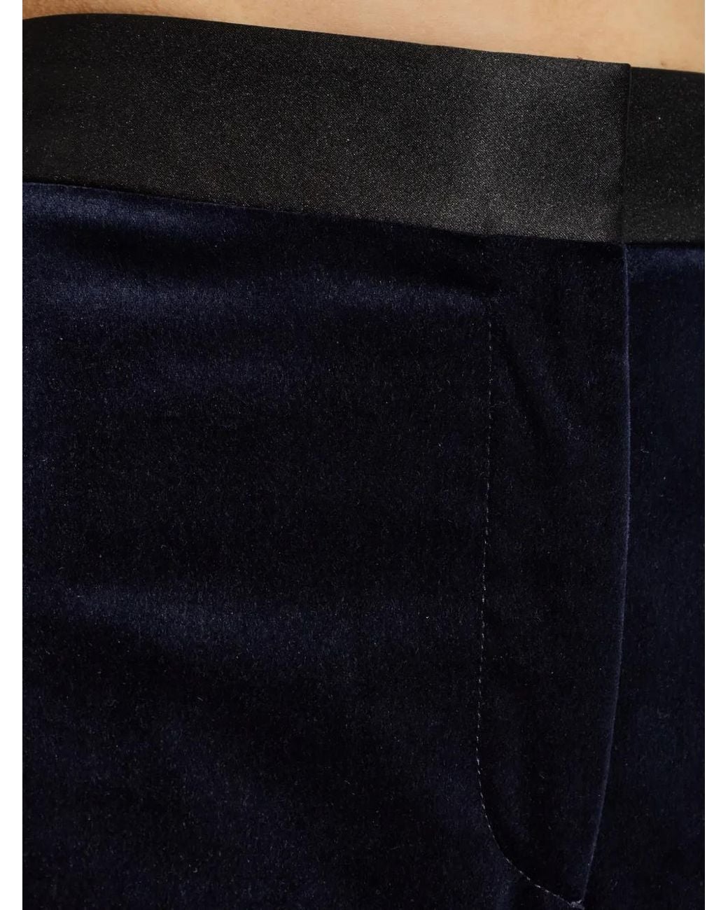 Victoria Beckham Blue Alina Velvet Satin-Trim Trousers