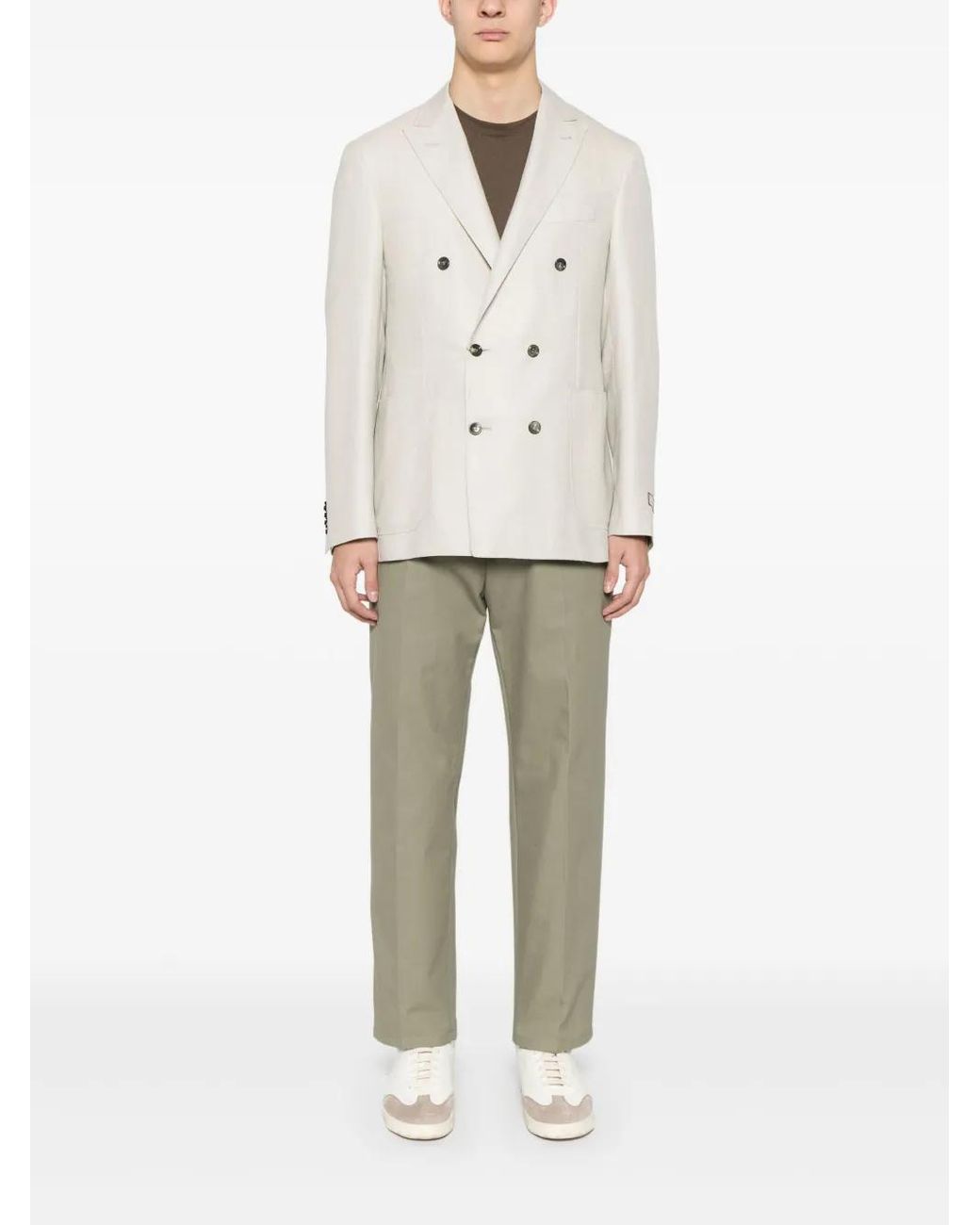 Canali White Double-Breasted Blazer for men