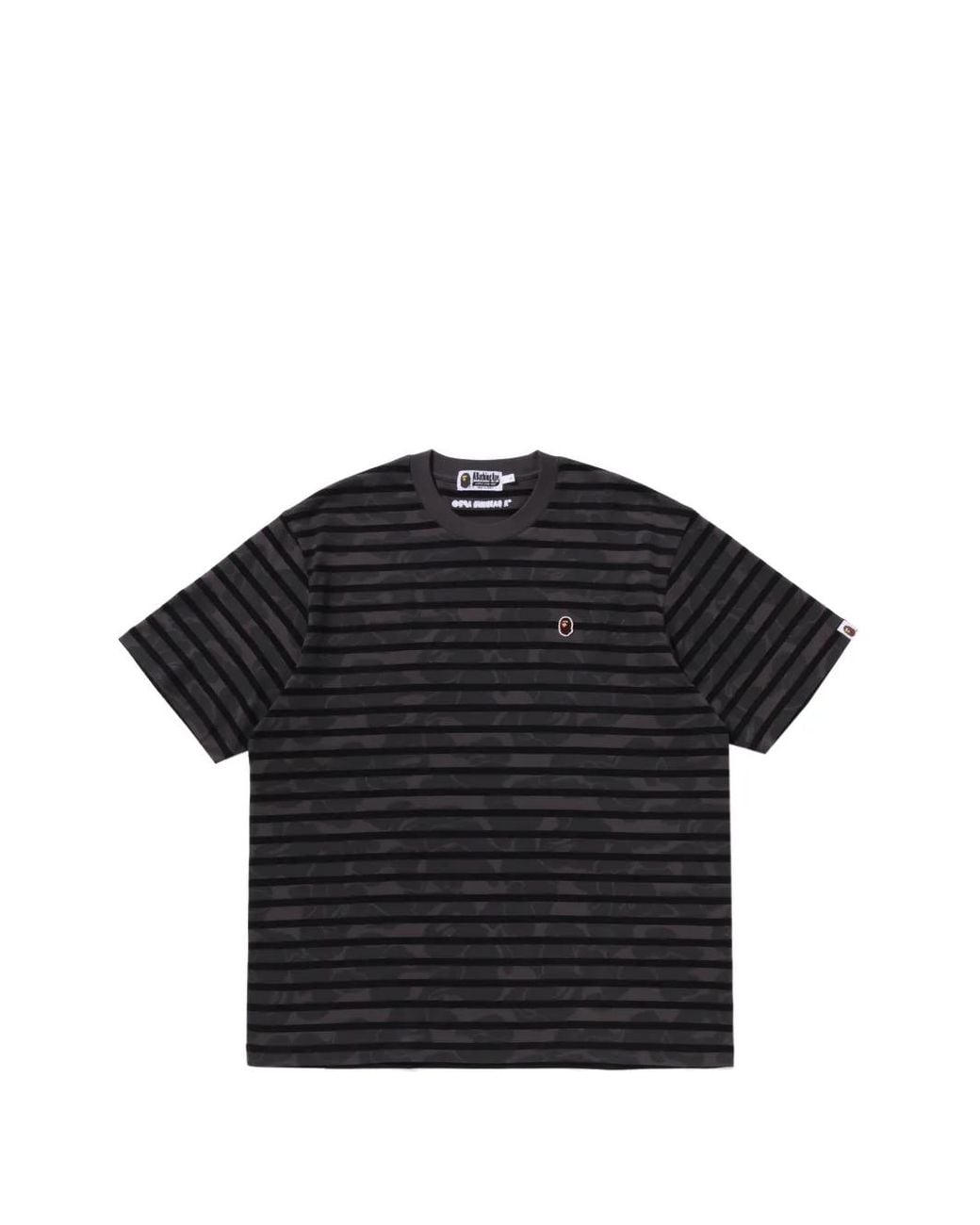 A Bathing Ape Black Camo-Print Striped T-Shirt for men