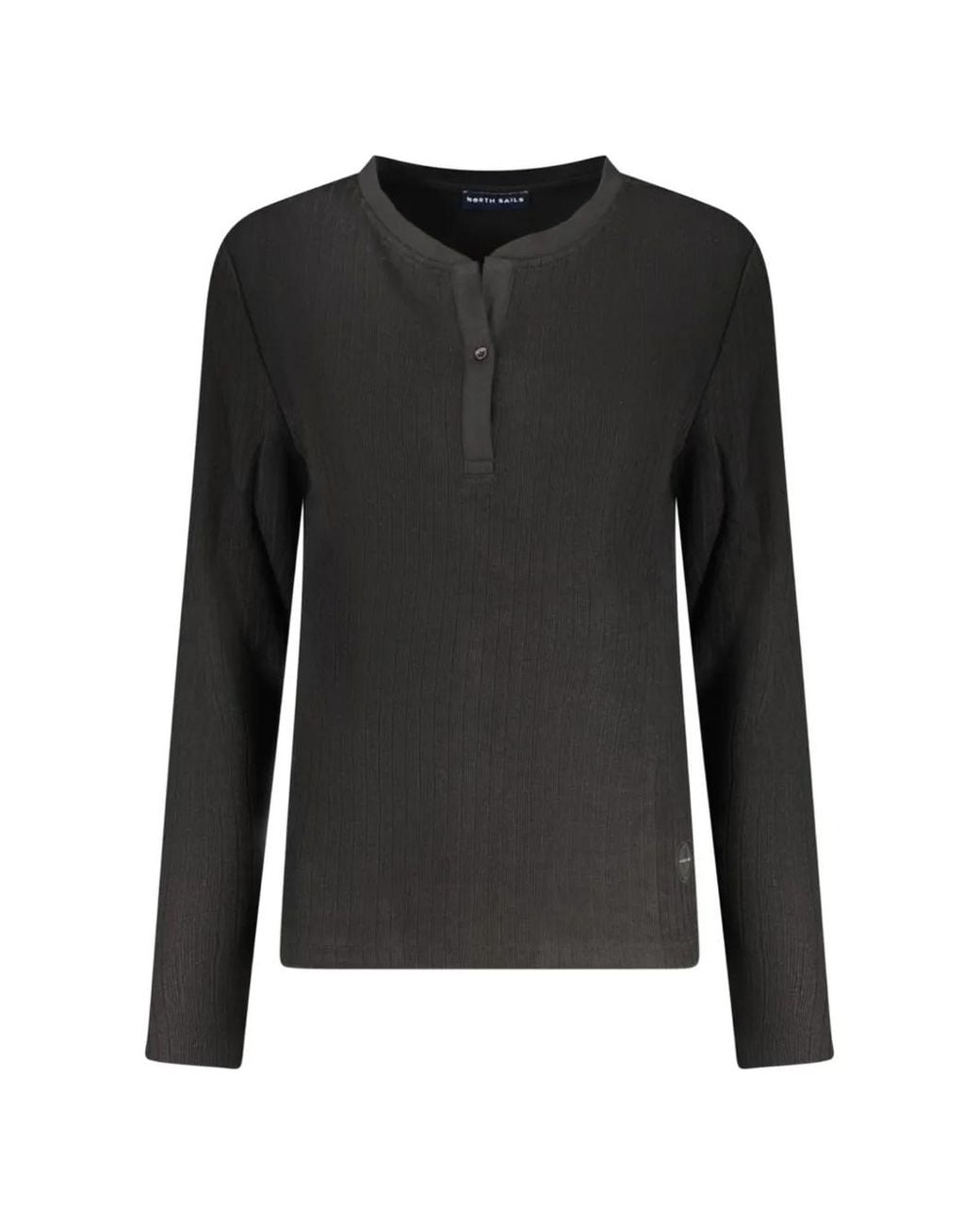 North Sails Black Henley Ribbed Sweater