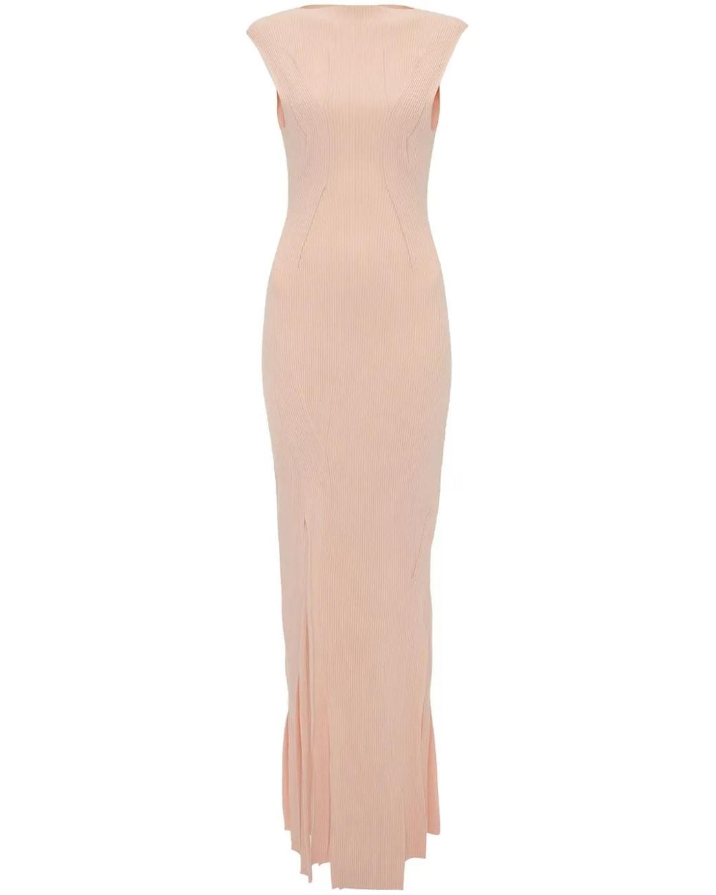 Victoria Beckham White Pleat-Detailing Sleeveless Maxi Dress