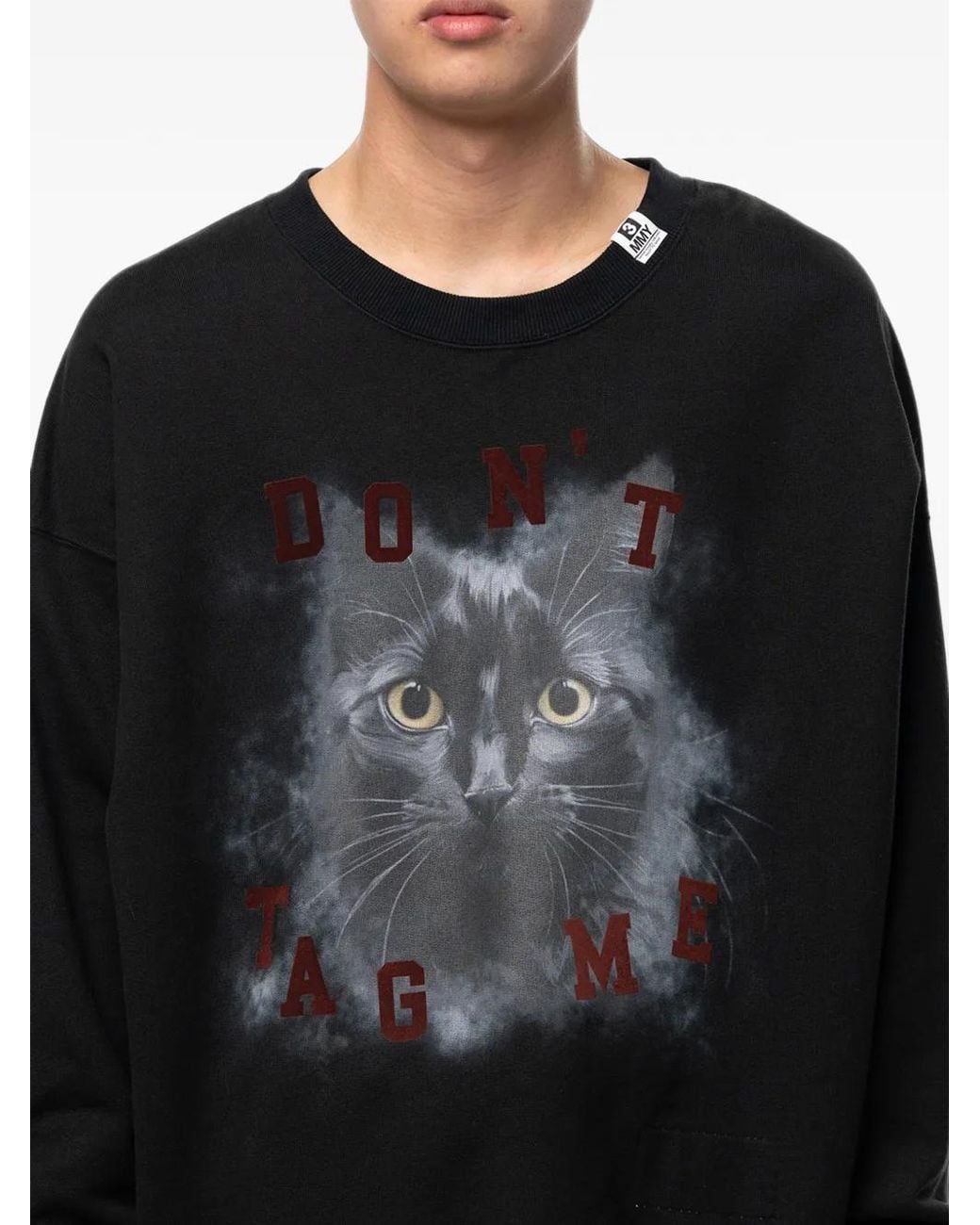 Maison Mihara Yasuhiro Black Cat Printed Sweatshirt for men