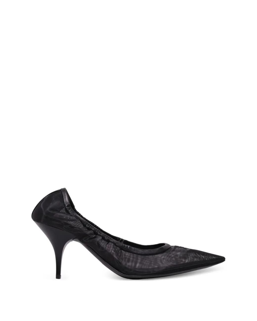 Miu Miu White Ruches Mesh-Panelling Pointed-Toe Pumps