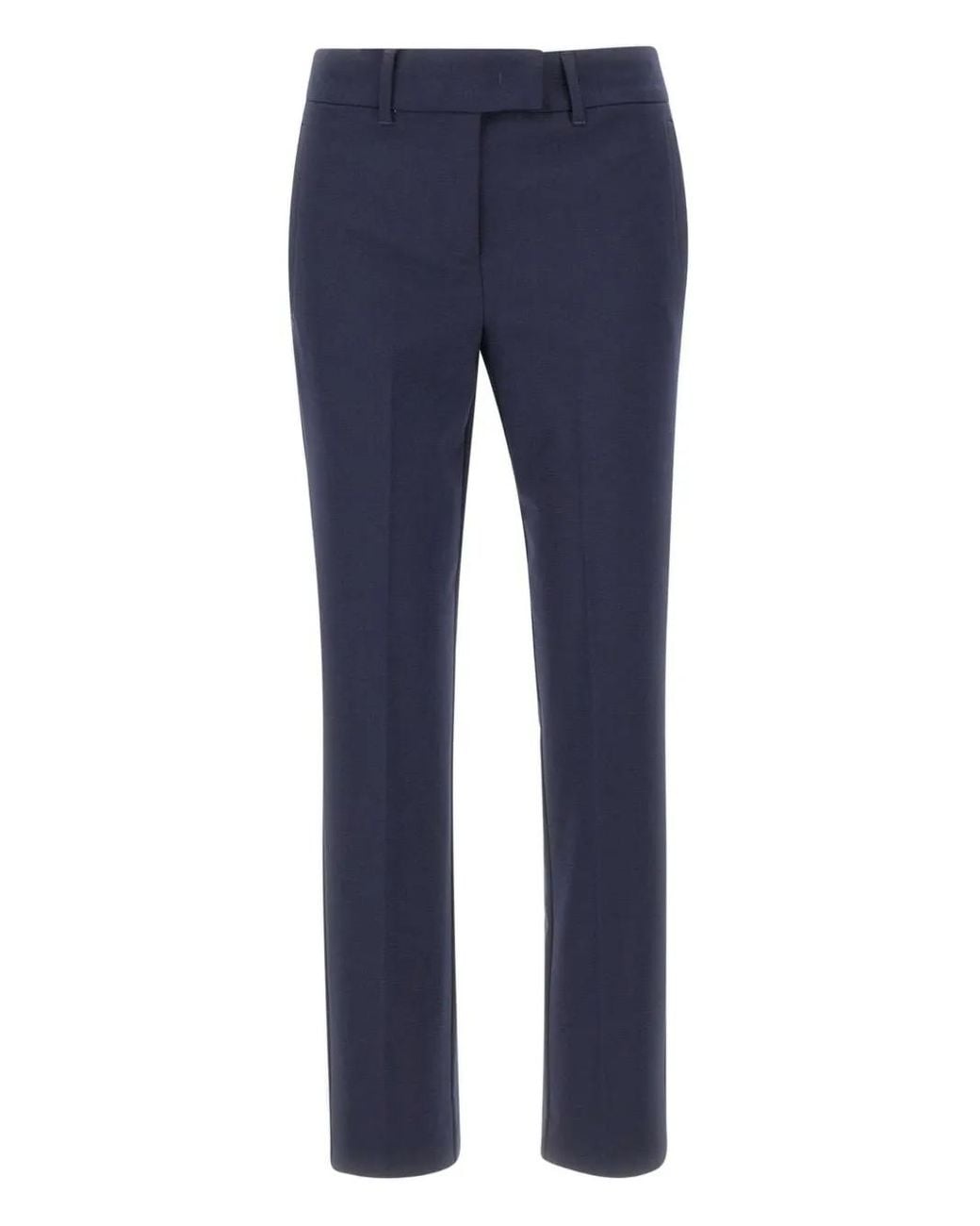 Marella Blue Front-Crease Welt-Pockets Trousers