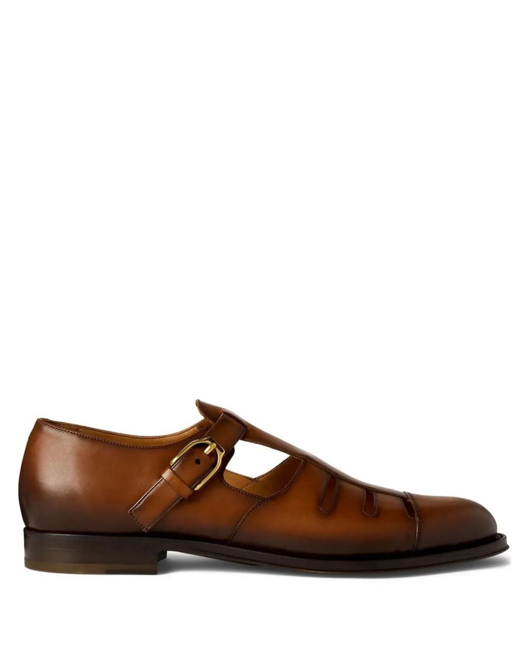 Ralph Lauren Brown Buckle Leather Loafers for men