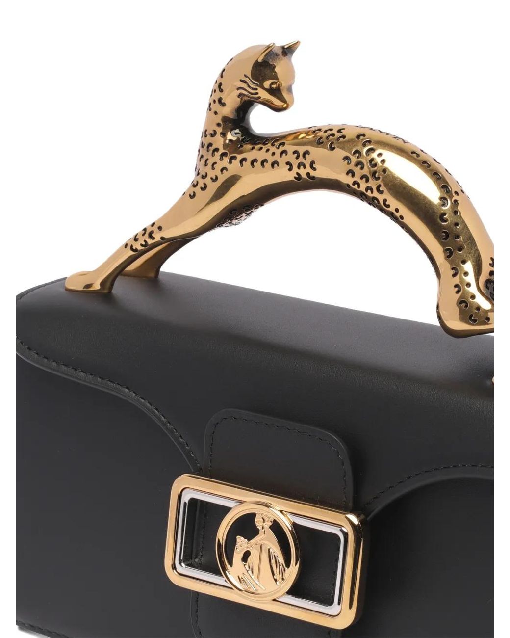 Lanvin Black Cat-Handle Tote Bag