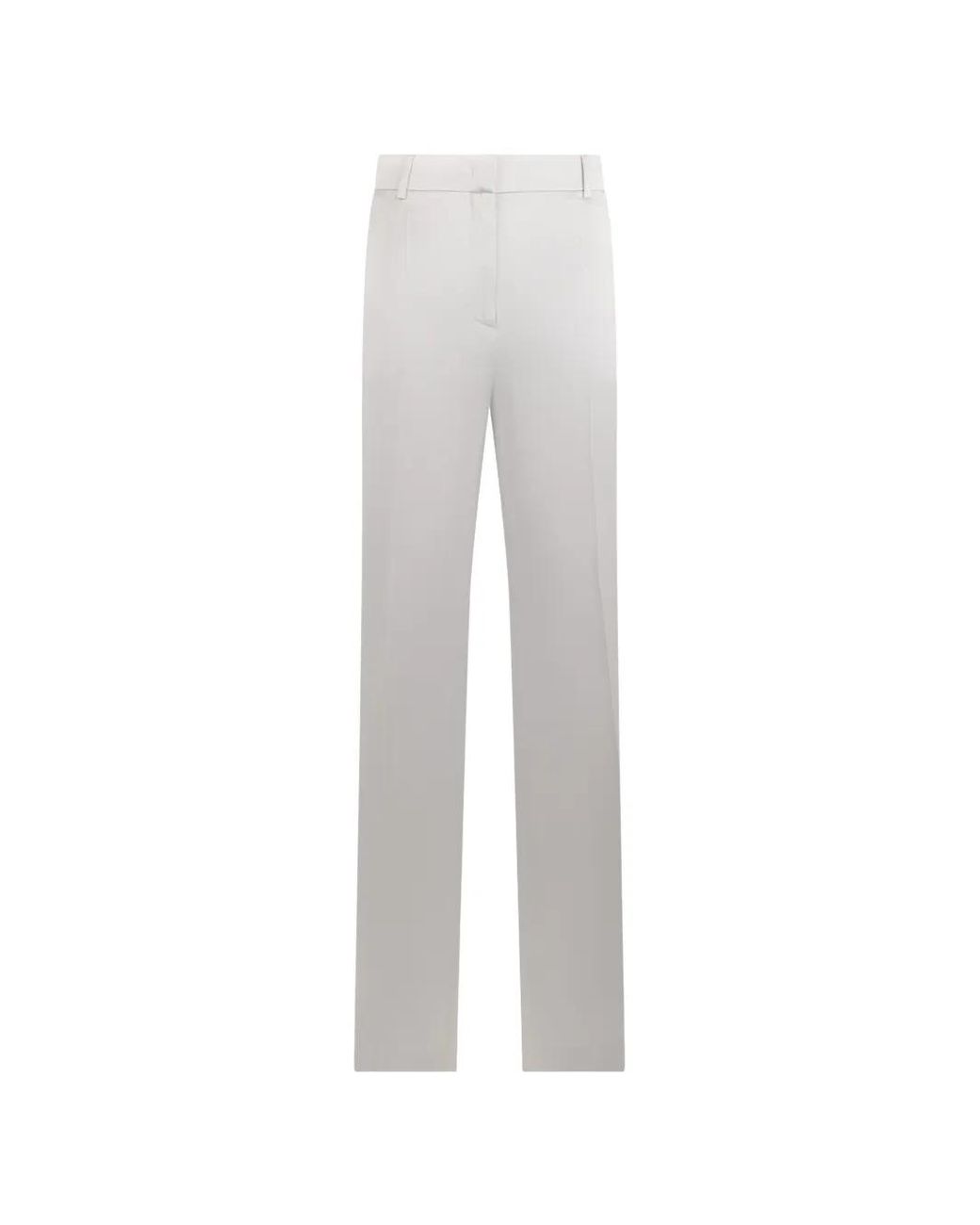 Alberta Ferretti White High-Waisted Tailored Silk Trousers