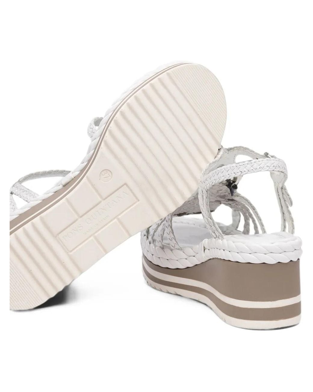 Pons Quintana White Floral-Embellished Braided Leather Sandals