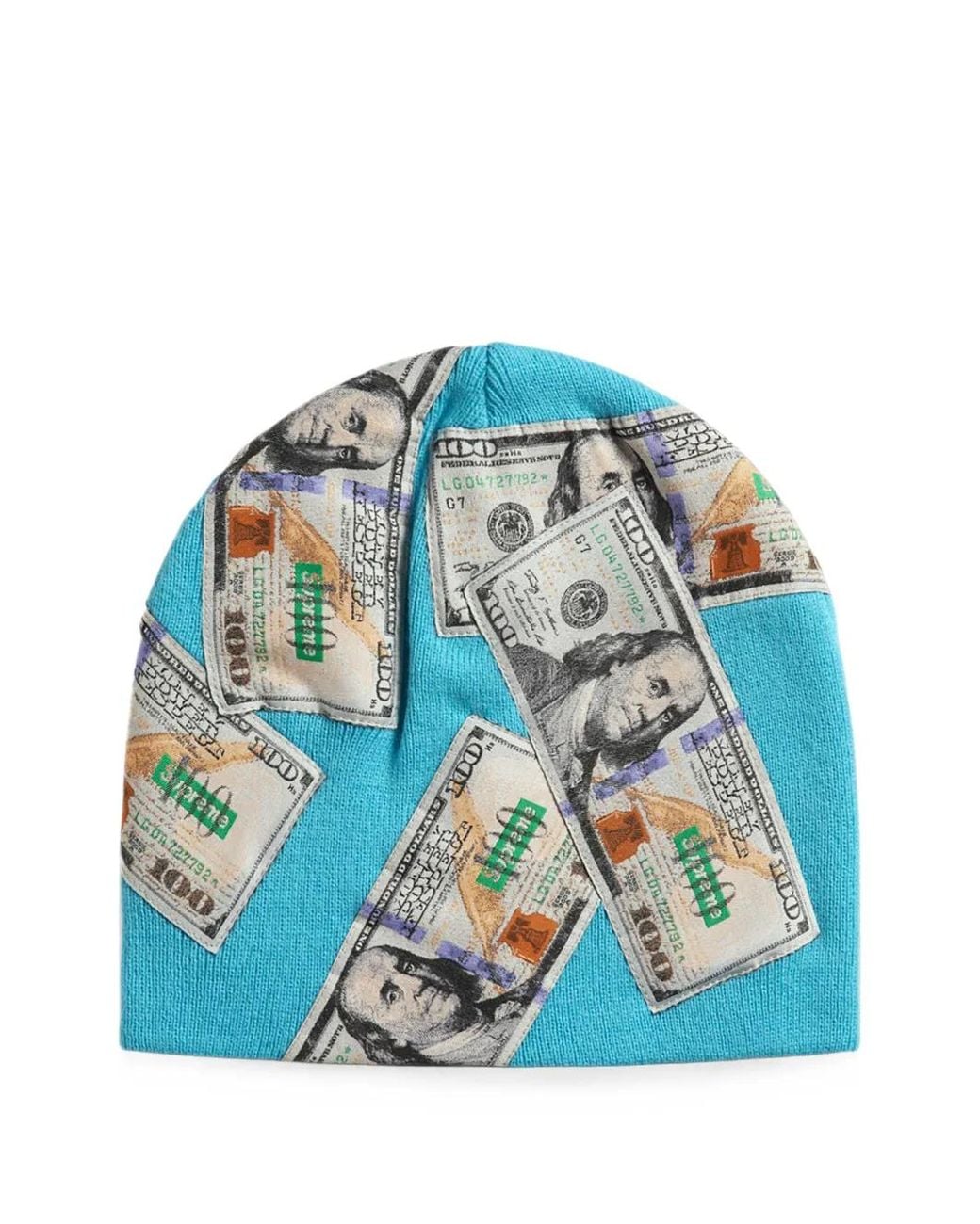 Supreme Blue Money Beanie Hat for men