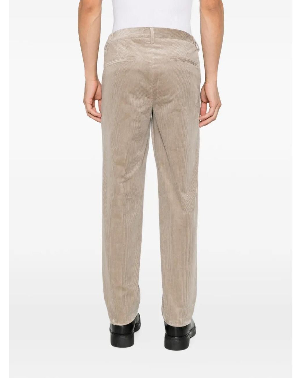 Profuomo Natural Pleated Corduroy Trousers for men