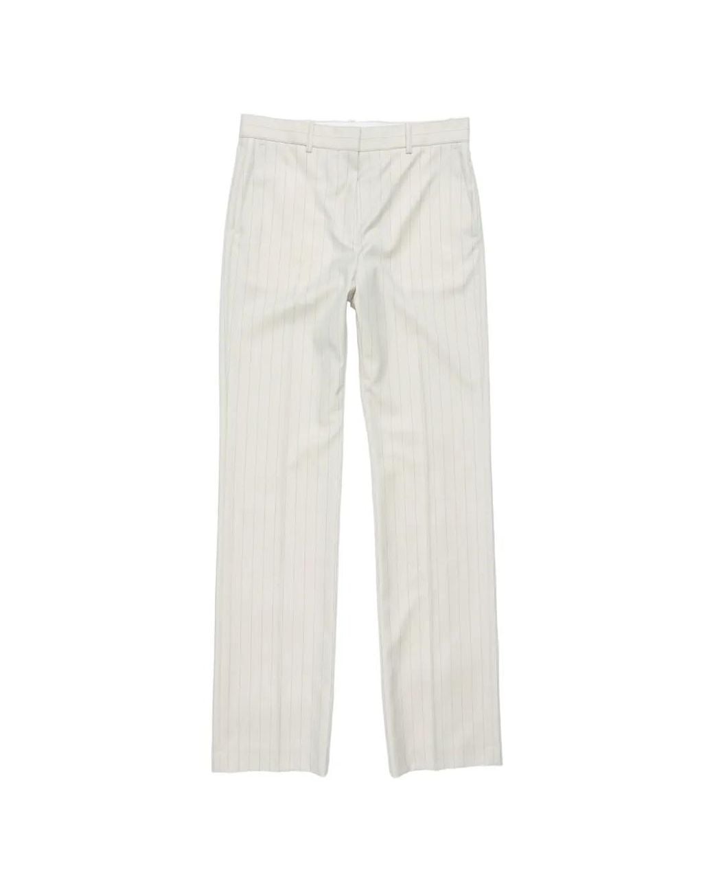 Acne White Wool Pinstripe Trousers