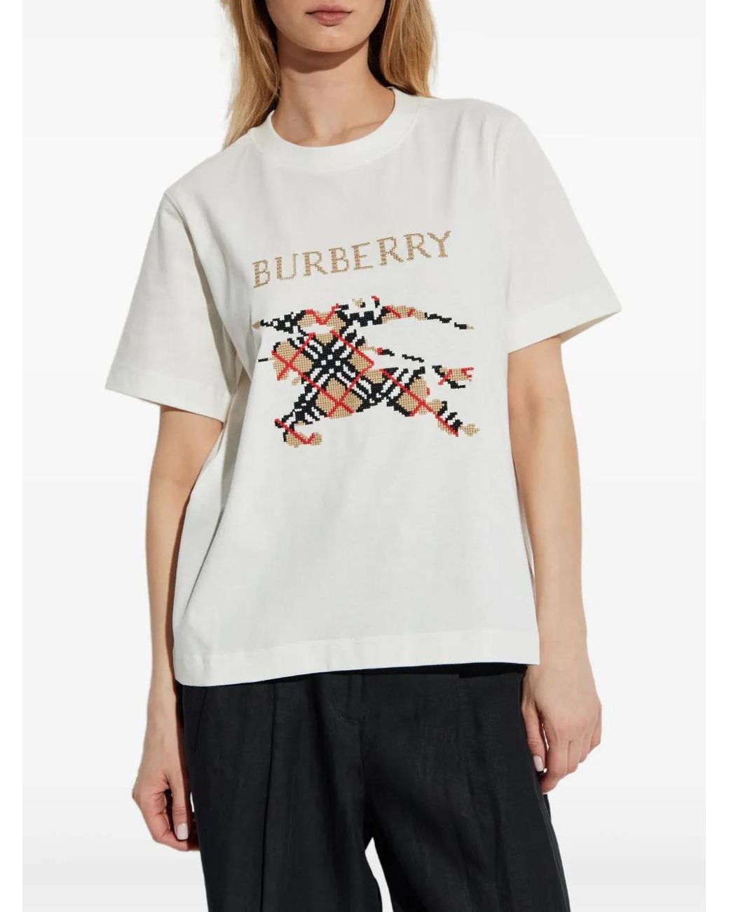 Burberry Check-Motif Graphic T-Shirt in White | Lyst Burberry Check-Motif Graphic T-Shirt in White | Lyst
