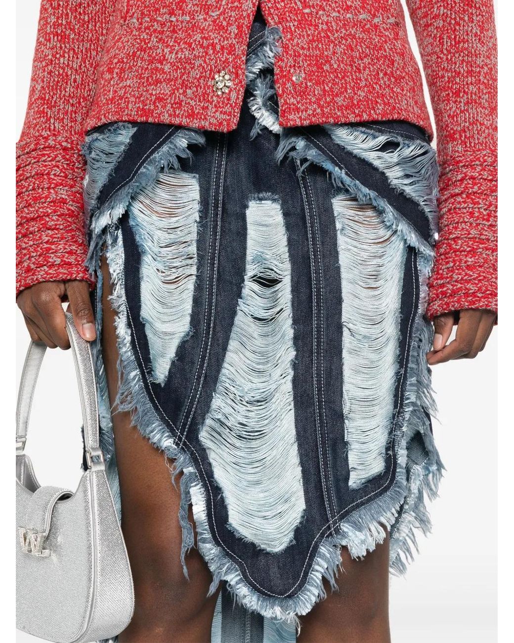 Off-White c/o Virgil Abloh Gerafelde Mini-Rok in het Blue