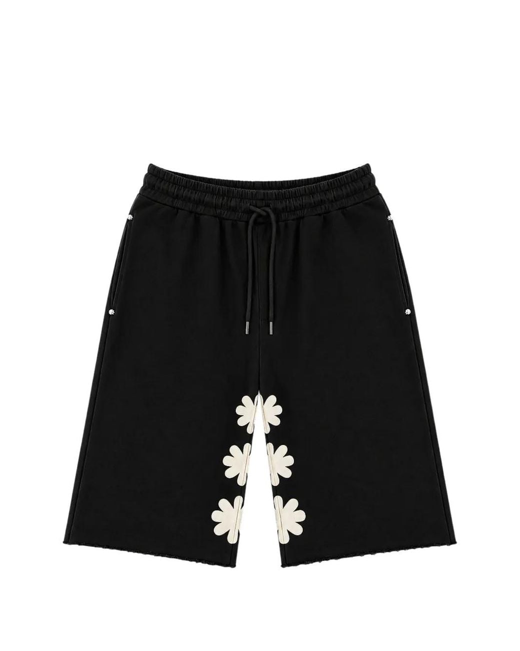 LOSTSHDWS Black Sun-Logo-Embroidered Shorts for men