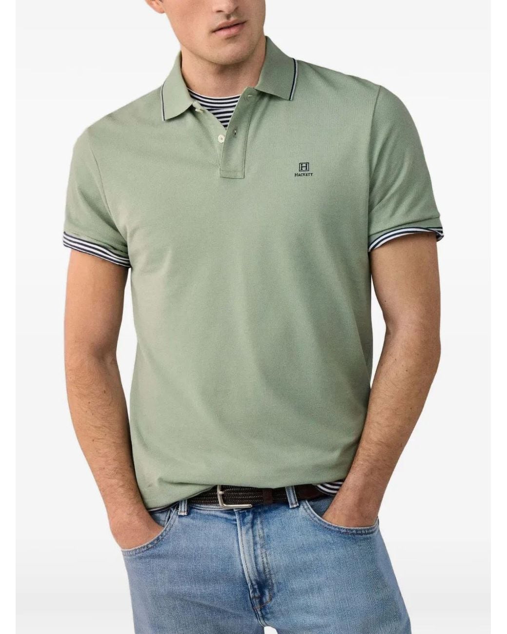 Hackett Green Heritage H Tipped Polo Shirt for men