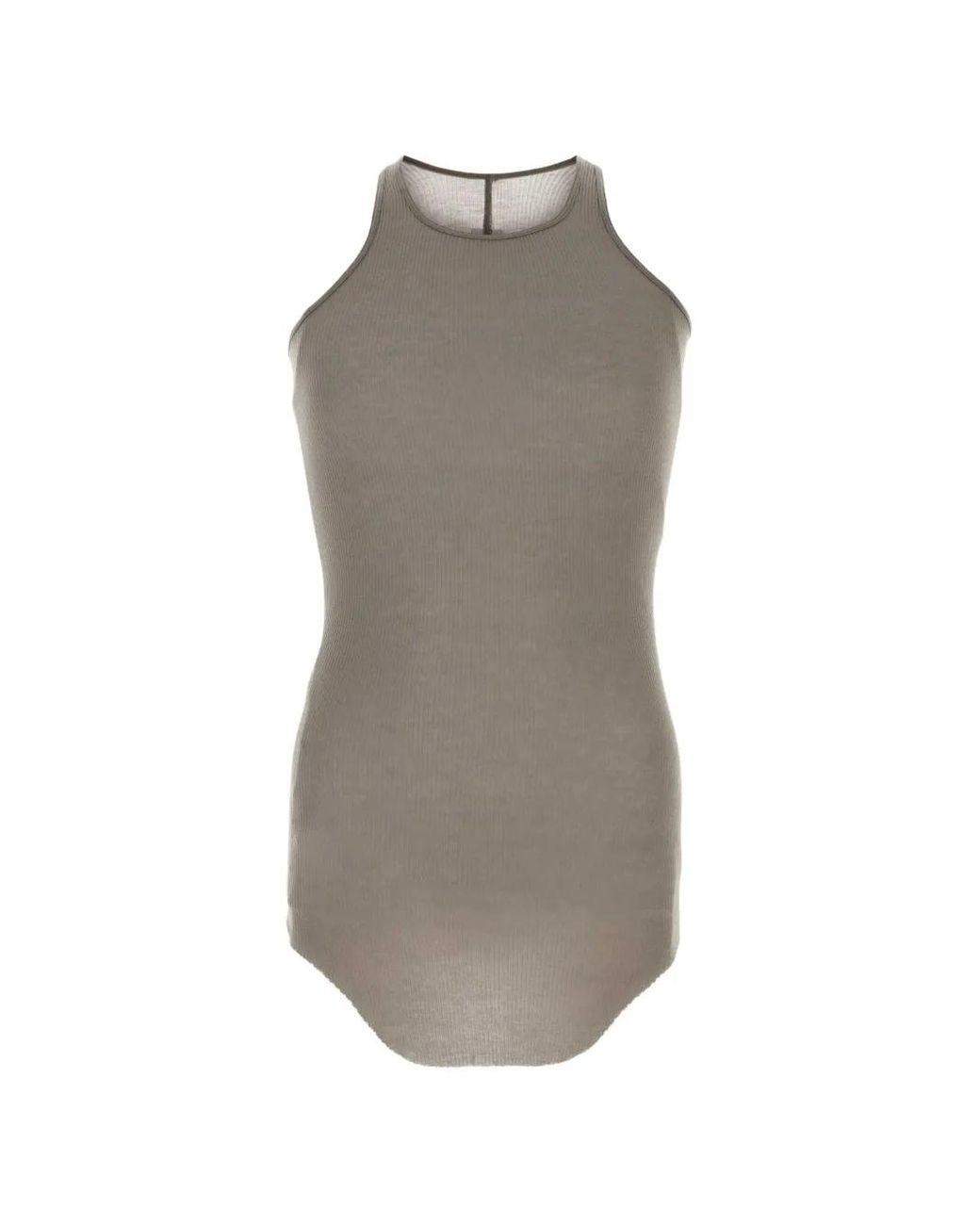 Rick Owens Gray Ribbed-Knit Tank Top for men
