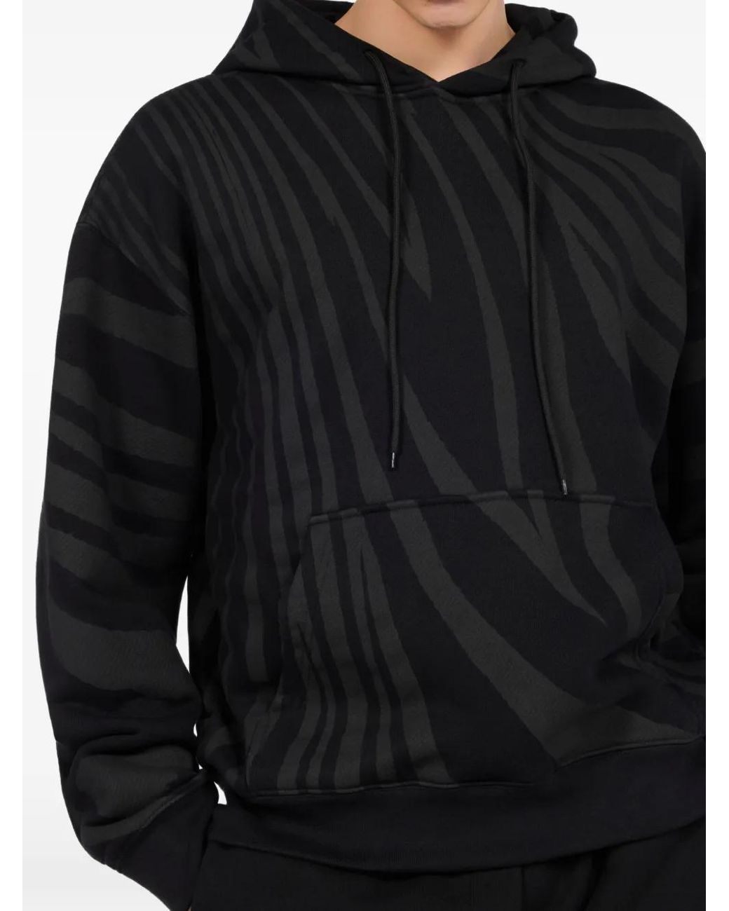 Roberto Cavalli Black Zebra-Print Hoodie for men